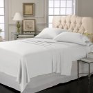 LUXURY SOLID SHEET SET 100% EGYPTIAN COTTON QUEEN 1000 TC SATIN WHITE.
