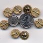 50 Nautical Shank Metal Gold Buttons 9/16" 15mm #30