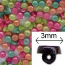 Bright Mix 3mm Tiny Shank Doll Buttons - 144 pieces