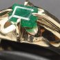 FINE DEEP GREEN ZAMBIA EMERALD 10KT GOLD MENS RING