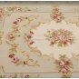 4X6 LIGHT BLUE CREAM French Aubusson Area Rug SHABBY PINK CHIC ROSES Wool Woven