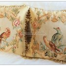 A PAIR! Vintage French Aubusson Pillow PARROT BIRDS Wool Decorative Cushion 18"