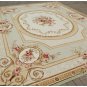 9'X12' PASTEL LIGHT GREEN IVORY Aubusson Area Rug French Shabby Chic Carpet NEW