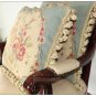 18" BLUE Aubusson Cottage Pillow WOOL French Rose Floral Victoria Cushion Cover
