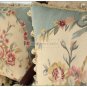 18" BLUE Aubusson Cottage Pillow WOOL French Rose Floral Victoria Cushion Cover