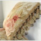 BLUE PINK Aubusson Pillow ANTIQUE DECOR TRIM Velvet Back Cushion 12" FREE SHIP!