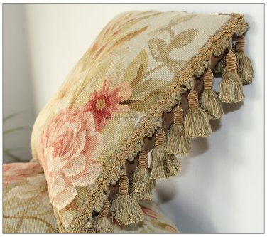 BLUE PINK Aubusson Pillow ANTIQUE DECOR TRIM Velvet Back Cushion 12" FREE SHIP!