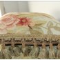 BLUE PINK Aubusson Pillow ANTIQUE DECOR TRIM Velvet Back Cushion 12" FREE SHIP!