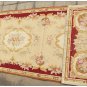 8' / 244cm Runner Rug Aubusson Needlepoint Vintage French Home Decor Wool Carpet