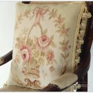 18" BEIGE CREAM PINK Aubusson Pillow WOOL WOVEN Sofa Chair Bed Chair Cushion