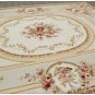 9x12 SHABBY FRENCH CHIC Aubusson Area Rug SUBTLE GREEN IVORY w PINK ROSE Wool Carpet