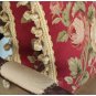 A PAIR! Chic Aubusson Rose Pillow Cushion RED PINK FLORAL 16X12 Wool Hand Woven
