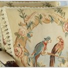 18x18 PARROT BIRDS French Aubusson Weave Pillow WOOL HANDMADE Cushion Cover FREE SHIP!