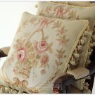 A PAIR! 18" BEIGE CREAM PINK Aubusson Pillow WOOL WOVEN Sofa Chair Bed Cushion