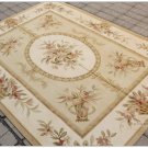 150X200CM / 5'X6'7" Aubusson Area Rug PASTEL GOLD IVORY Wool French Style Carpet