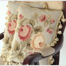 BLUE PINK Aubusson Pillow Cushion SHABBY FRENCH SHIC WOOL WOVEN 16X12 FREE SHIP!