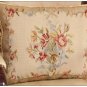 18X14 RIBBON ROSE BOUQUET Aubusson Pillow Cushion Vintage French Home Decor WOOL