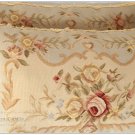 A PAIR! 22" Aubusson Pillow Shabby French Chic Sofa Chair Bed Cushion BLUE CREAM