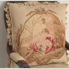 ANGEL Vintage French Aubusson Tapestry Throw Pillow WOOL Big Decorative Cushion