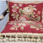 A PAIR! Aubusson Pillow RED PINK Shabby French Chic Rose Cushion Cover 16X12 NEW