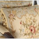 A PAIR! Aubusson Pillow BLUE CREAM Decorative Bed Sofa Chair Cushion FREE SHIP!