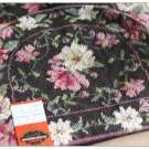 WOOL NEEDLEPOINT Black Floral Tea Cozy VELVET Cosy European French Decor w TAG