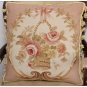 PAIR! 18" SHABBY PINK CHIC Wool Aubusson Cottage Pillow Cushion Velvet BIG SIZE