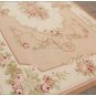 8X10 Shabby French Chic Aubusson Rug LIGHT PINK IVORY CREAM Subtle Pastel Roses