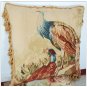 PEACOCK Aubusson Tapestry Throw Pillow WOOL WOVEN Big Decorative Cushion $700