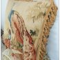 PEACOCK Aubusson Tapestry Throw Pillow WOOL WOVEN Big Decorative Cushion $700