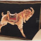 WOOL LUXURY Chic Needlepoint GOLDEN GOAT Pillow Decorative Cushion BLACK FIELD