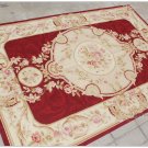 4X6 Shabby French Chic Aubusson Needlepoint Area Rug BURGUNDY IVORY PINK Carpet
