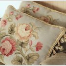 FREE SHIP! Aubusson Pillow BLUE PINK Shabby French Chic Rose Cushion Cover 16X12