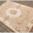 4X6 Shabby French Chic Aubusson Rug PASTEL PINK IVORY CREAM Subtle Pastel Roses