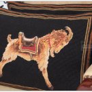 PAIR!! Chic Needlepoint Tapestry Pillow GOLD BLACK Chair bed Cushion WOOL HANDMADE
