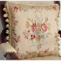 A Pair! RIBBON ROSES Aubusson Pillow Cushion Vintage French Home Decor Cushion