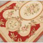 Chic 3X5 Woven Aubusson Area Rug Red Ivory Cream w Pink Wool French Home Carpet
