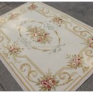 4X6 Pastel Aubusson Area Rug LIGHT GREY GRAY w GOLD PINK Wool French Rose Carpet