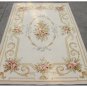 4X6 Pastel Aubusson Area Rug LIGHT GREY GRAY w GOLD PINK Wool French Rose Carpet