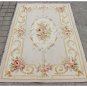3X5 Pastel Aubusson Area Rug LIGHT GREY GRAY w GOLD PINK Wool French Rose Carpet