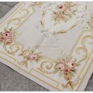 3X5 Pastel Aubusson Area Rug LIGHT GREY GRAY w GOLD PINK Wool French Rose Carpet