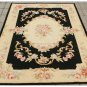 4X6 Aubusson Area Rug Shabby French Chic Home Decor Wool Carpet BLACK CREAM PINK
