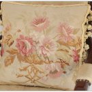 16" SHABBY PINK CHIC Aubusson Cottage Pillow French Decorative Sofa Bed Cushion WOOL