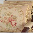 A PAIR! SUBTLE PINK QUEEN 18X14 Aubusson Pillow Shabby French Chic Rose Chair Bed Sofa Cushion