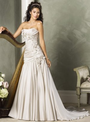 Asymmetrically Wraped Strapless A-line Wedding Dress WN0176