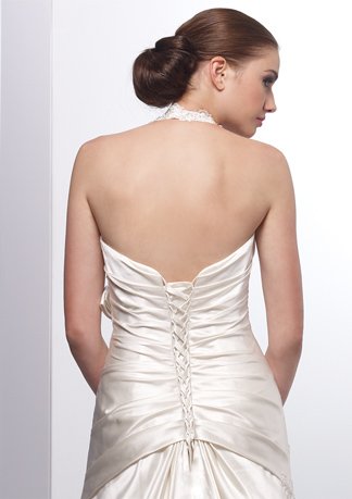 Halter V-neck A-line Satin Wedding Dress AI0006