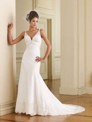 Scatter Appliqued and Beaded Empire A-line Wedding Dress MC0010