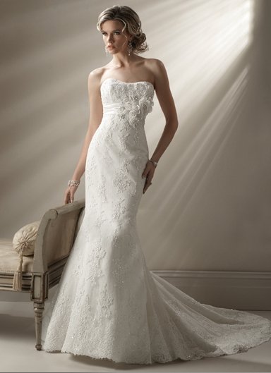 Gorgeous Strapless Mermaid Style Lace Wedding Dress Wm0001
