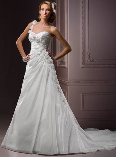 Stunning Sweethearted One-shoulder A-line Wedding Dress WM0023