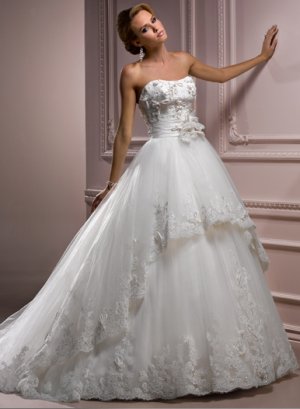 Nice Appliqued Strapless Empire A-line Wedding Dress WM0029